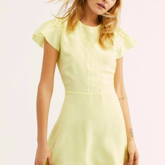 Free People Follow Along Yellow Silk Dress Size 2 NWOT - Picture 1 of 8